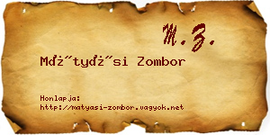 Mátyási Zombor névjegykártya